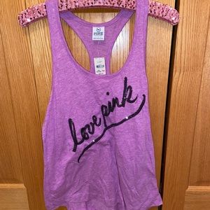 Purple love pink tank top